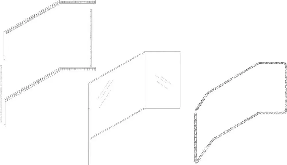 Bosch Glasscheibe mit zwei parallel verlaufenden Kanten, einer abgerundeten Ecke und einer großen, flachen Fläche mit zwei horizontalen Streifen, die Fenster imitieren.